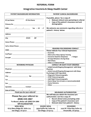 Referral Form for Sleep Health Consultation