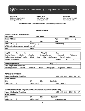 Patient Contact Information Form