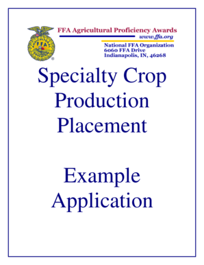 Specialty Crop Production Application