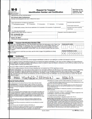 Form W-9 Request for Taxpayer Identification Number and Certification