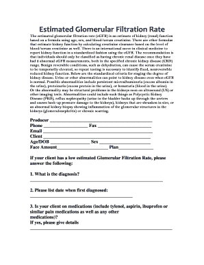 Estimated Glomerular Filtration Rate Form