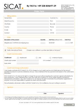 SICAT Order Form