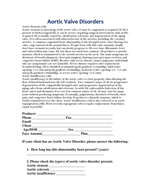 Aortic Valve Disorder Questionnaire