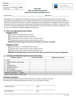 Statement of Income and Expense Form