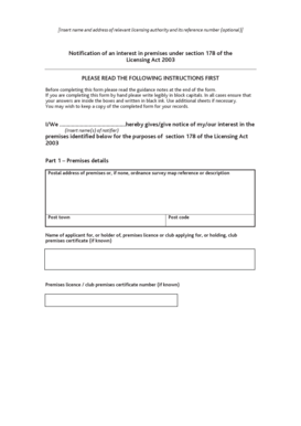 UK Premises Interest Notification Form