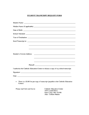 STUDENT TRANSCRIPT REQUEST FORM Student Name: Maiden ... - archstl