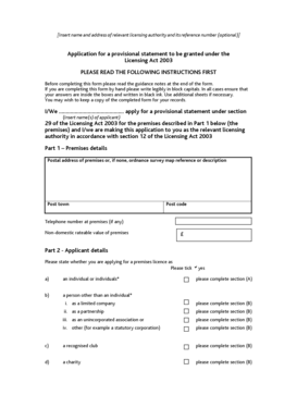 UK Provisional Statement Application