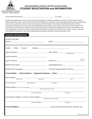 Ontario Student Registration Form