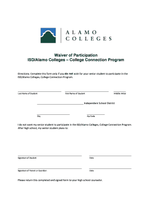 Waiver of Participation in College Connection Program
