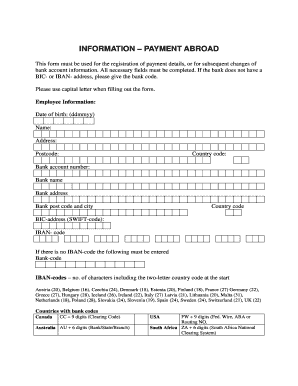 Payment Abroad Registration Form