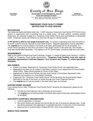 Temporary Food Facility Permit Application