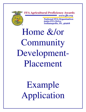 FFA Home and Community Development Placement Application