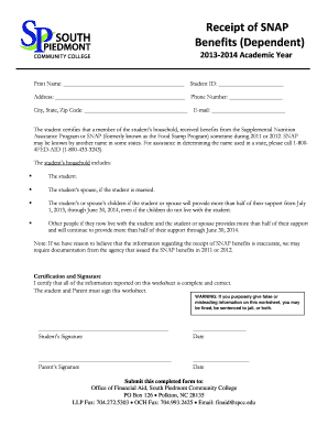 SNAP Benefits Certification Form