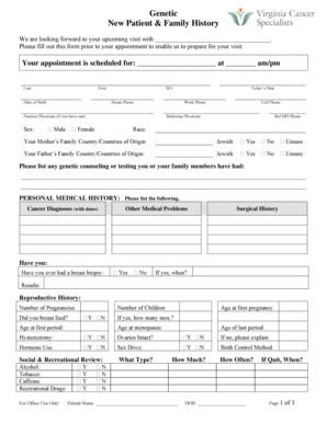 Genetic New Patient & Family History Form