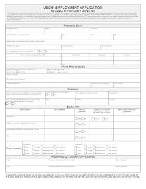 USON Employment Application