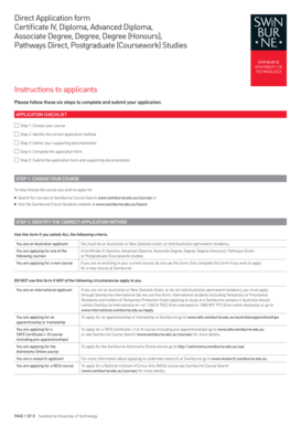 Swinburne University Direct Application Form