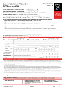Swinburne TAFE Enrolment Form