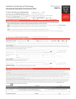 Swinburne University Vocational Education Enrolment Form