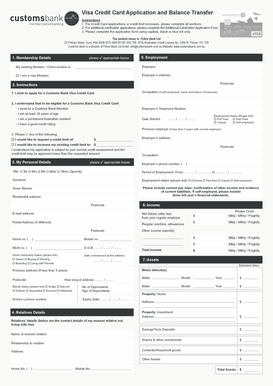 Visa Credit Card Application and Balance Transfer