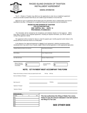 Rhode Island Tax Installment Agreement