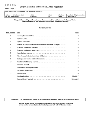 Form ADV Investment Adviser Registration
