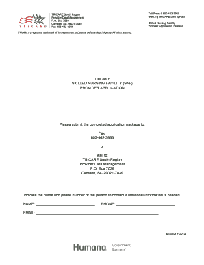 TRICARE Skilled Nursing Facility Application