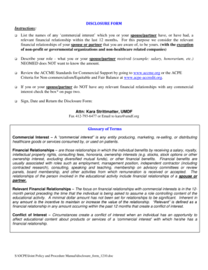Disclosure Form for Commercial Interests