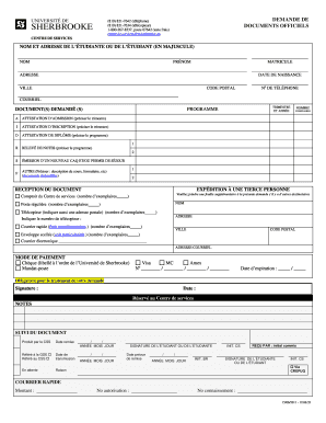 Demande de documents officiels