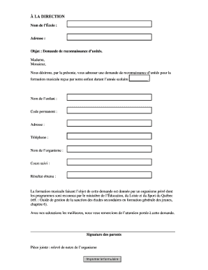 Demande de reconnaissance d’unités