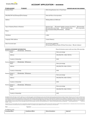Business Account Application Form