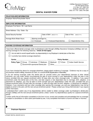 Dental Waiver Form