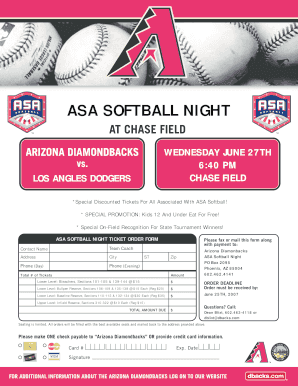 Arizona Diamondbacks Ticket Order Form