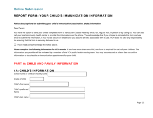 Child Immunization Information Form