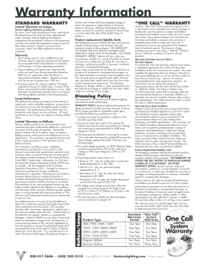 Venture Lighting Warranty Registration Form