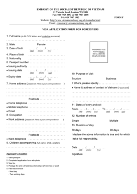 Vietnam Visa Application Form