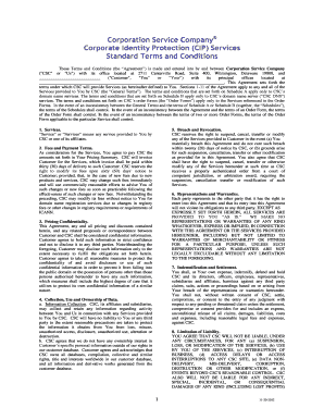 Corporation Service Company Corporate Identity Protection Terms