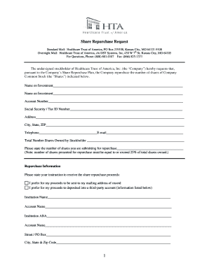 Share Repurchase Request Form