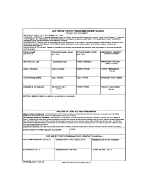Air Force Youth Programs Registration Form