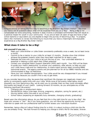 Big Brothers Big Sisters Volunteer Application