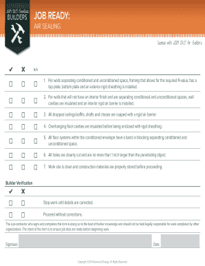 2009 IECC Air Sealing Checklist for Builders