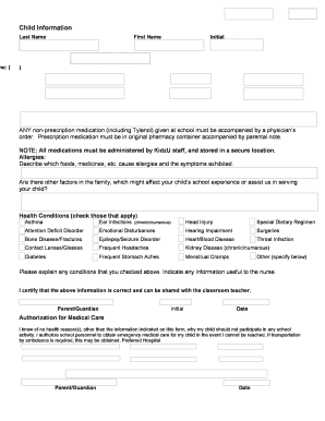 KidzU Health and Emergency Contact Form