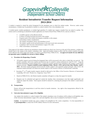 Resident Intradistrict Transfer Request Form