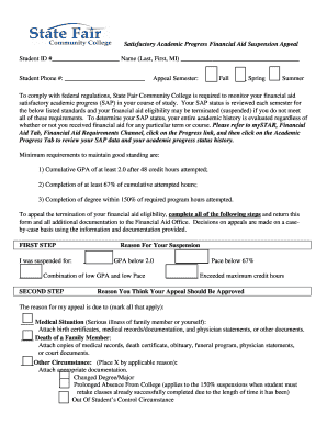 Financial Aid Suspension Appeal Form