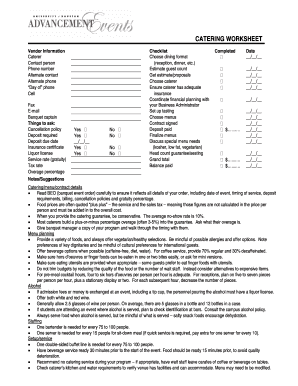 Catering Worksheet