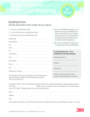 3M Attest Biological Indicators Enrollment Form