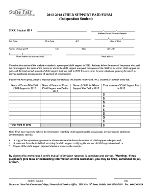 Child Support Paid Form