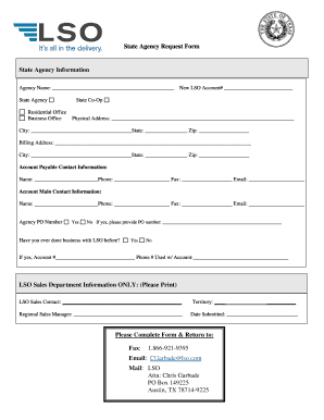 State Agency Request Form