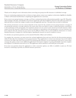 Group Life Insurance Conversion Application