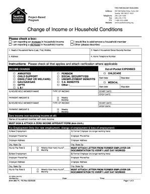 Seattle Housing Authority Change of Income or Household Conditions Form