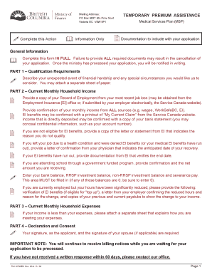 Short lease agreement - FIN 107 Temporary Premium Assistance Temporary premium assistance provides a short term period of MSP premium waiver for qualifying individuals and families